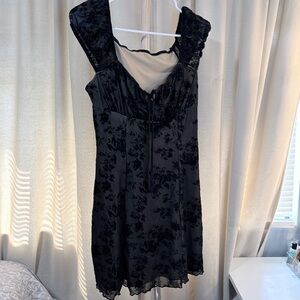SHEIN Y2K inspired Black Velvet-Texture Slip Dress size Medium